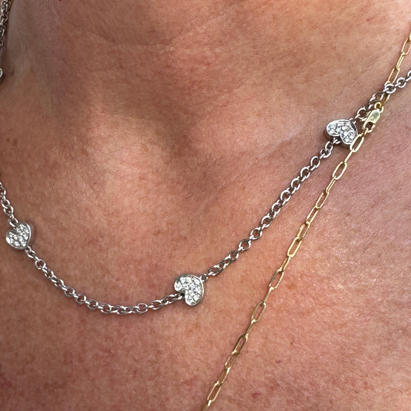 White gold heart Necklace/18K
