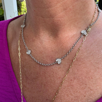 White gold heart Necklace/18K