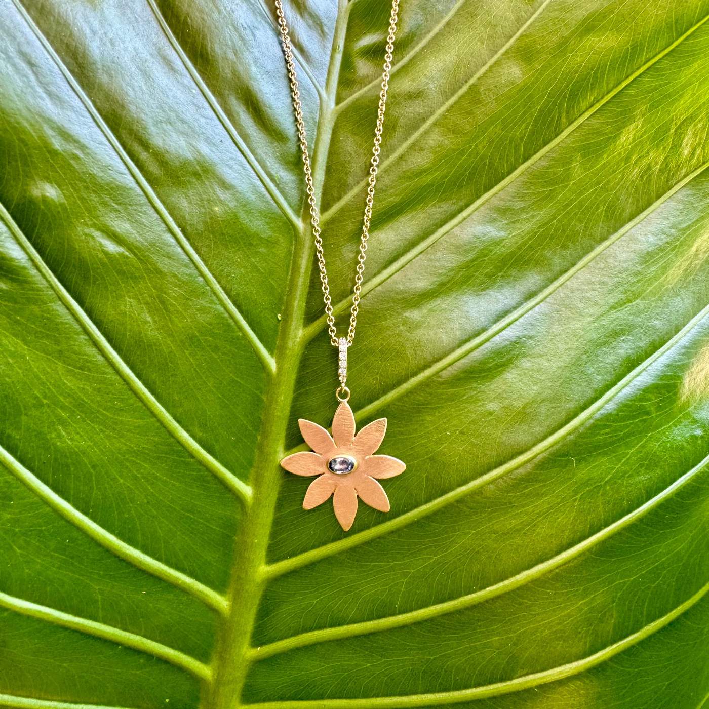 Sunburst Charm with Blue Sapphire