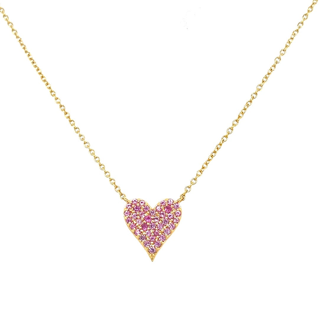 Pink Sapphire & Diamond Reversible Heart Necklace