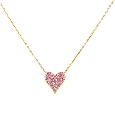 Pink Sapphire & Diamond Reversible Heart Necklace