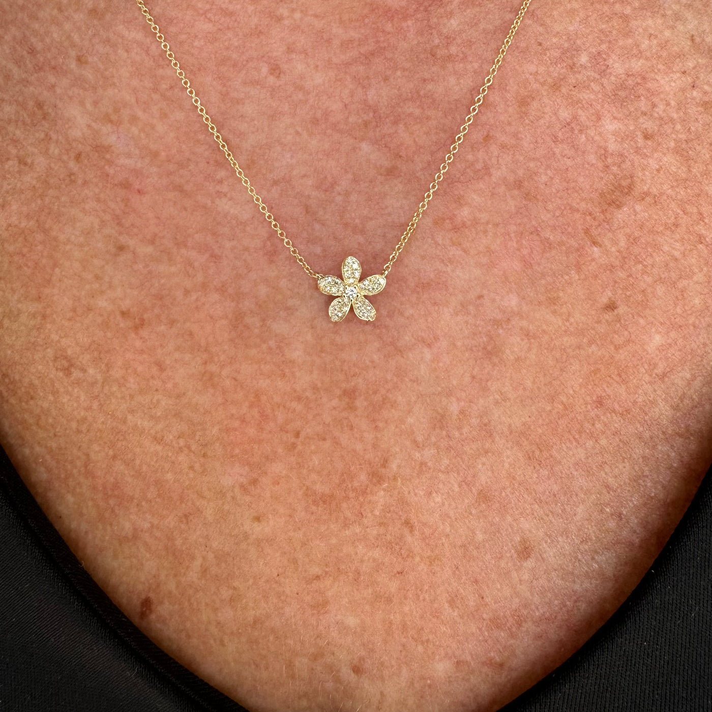 Pave Plumeria Necklace