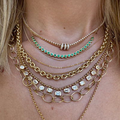 Solid Bead & Diamond Confetti Necklace