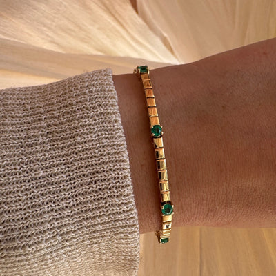 Emerald & Gold Tennis Bracelet