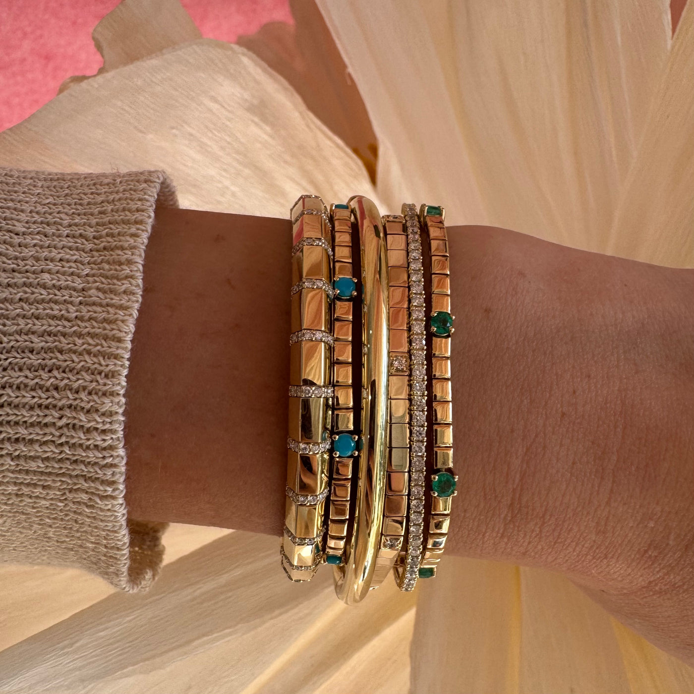 Emerald & Gold Tennis Bracelet