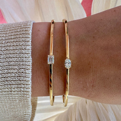 Oval Diamond Solitaire Bangle