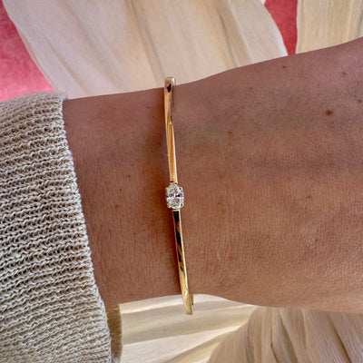 Oval Diamond Solitaire Bangle