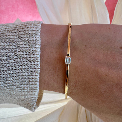 Emerald Diamond Solitaire Bangle