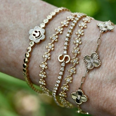 Fluted Diamond Clover Bracelet