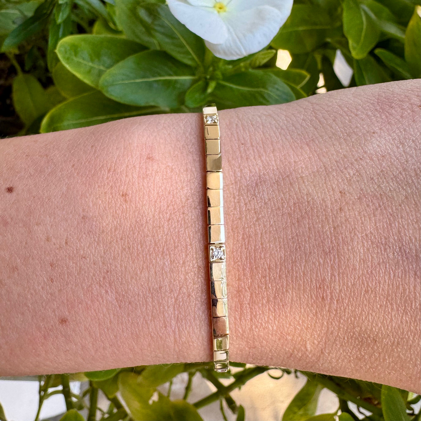 Gold & Diamond Segment Tennis Bracelet