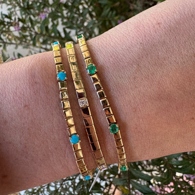 Emerald & Gold Tennis Bracelet