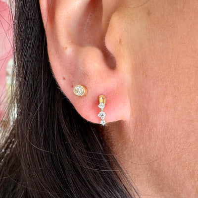 Four Prong Diamond Trio Huggies