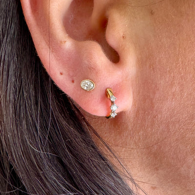 Four Prong Diamond Trio Huggies