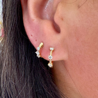 Four Prong Diamond Trio Huggies