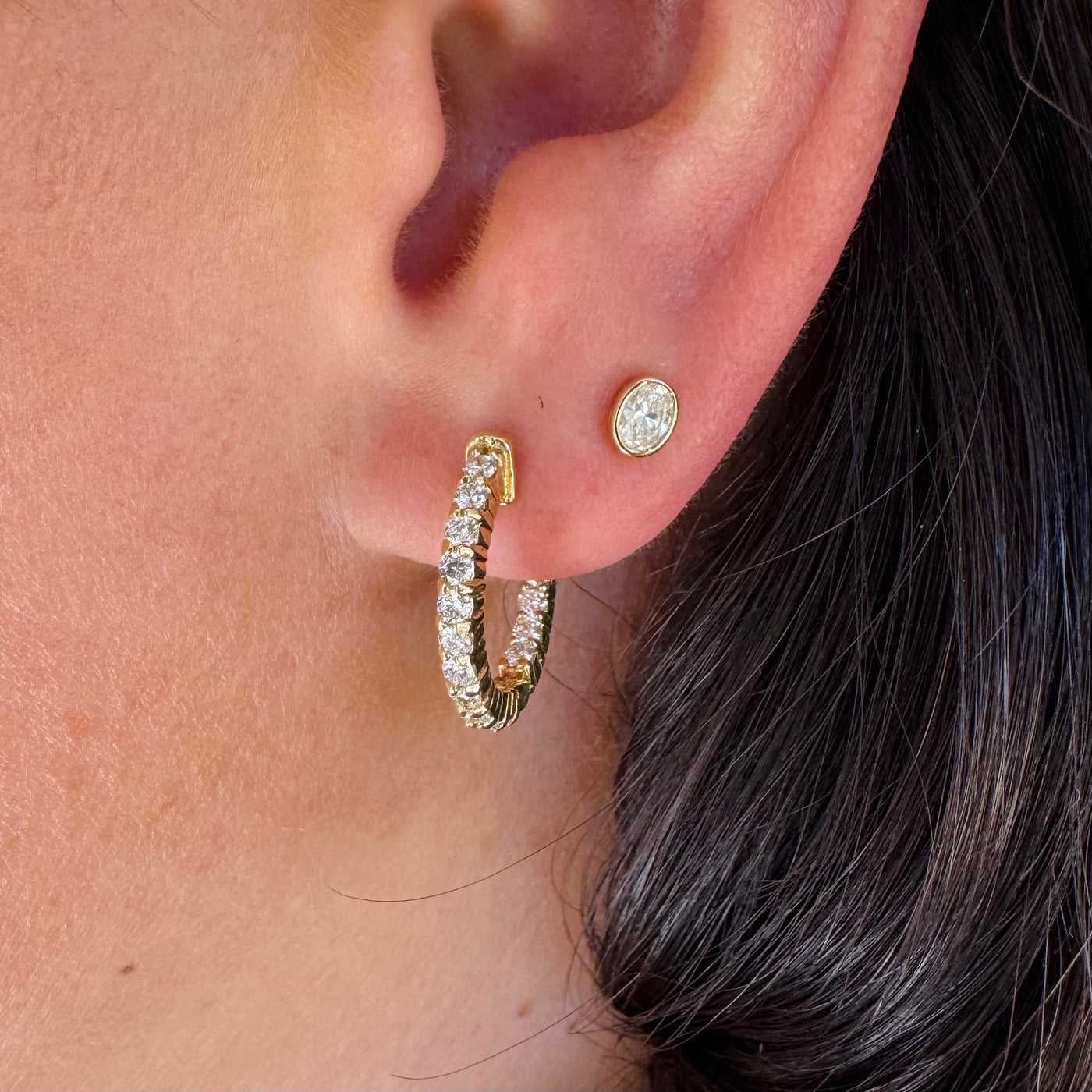 Diamond Inside Out Hoops