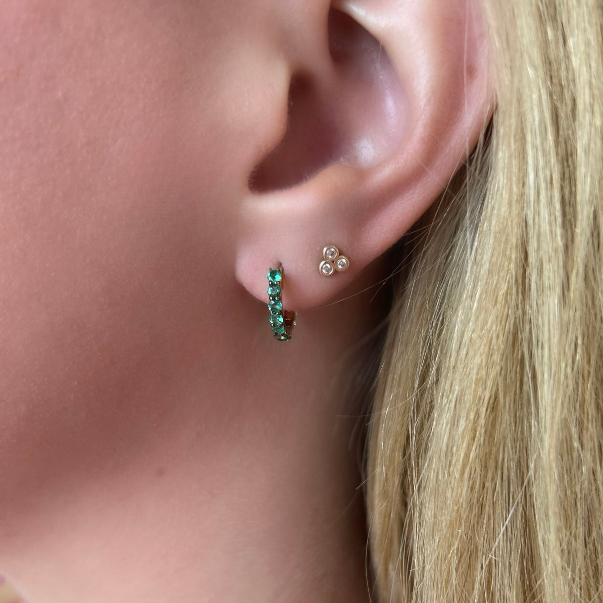 Emerald & Diamond Reversible Huggies