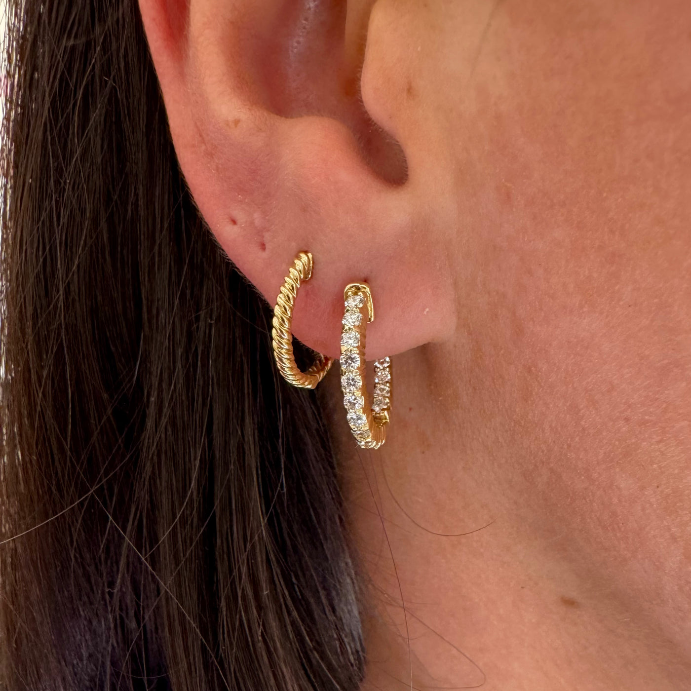 Diamond Inside Out Hoops