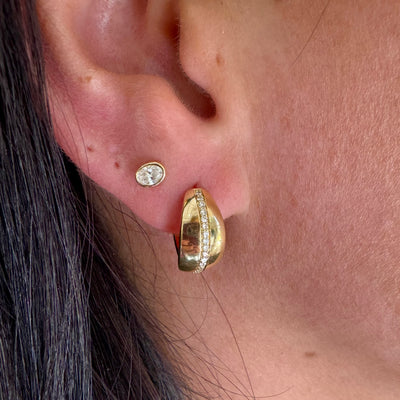 Diamond Row Teardrop Huggies