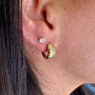 Diamond Row Teardrop Huggies