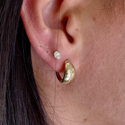 Diamond Row Teardrop Huggies