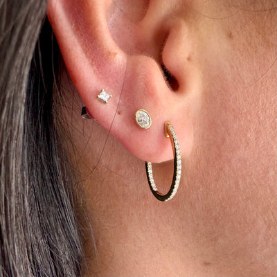 Inside Out Diamond Oval Hoops