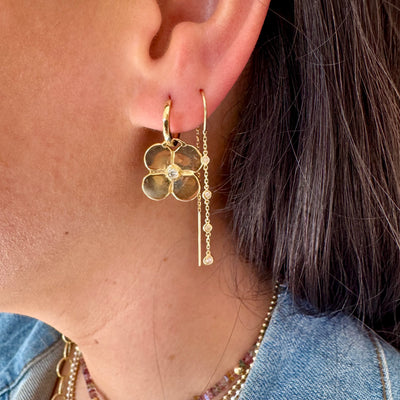 Mini Diamond Bezel Threader Earrrings