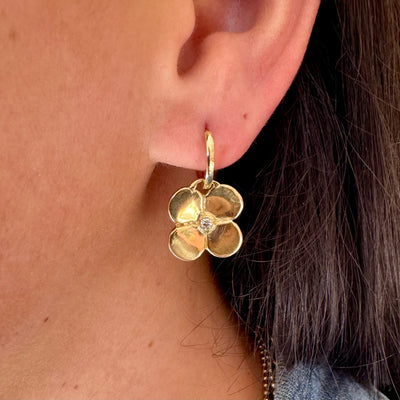 Puffy Diamond Flower Earrings