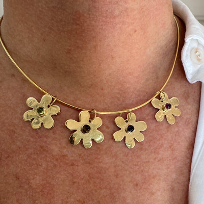 Mini Bezel Peridot Daisy Charm