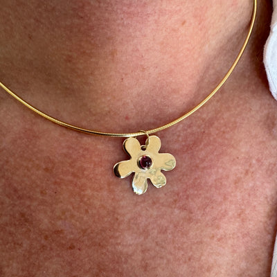 Mini Bezel Pink Tourmaline Daisy Charm