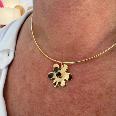 Mini Bezel Tigers Eye Daisy Charm