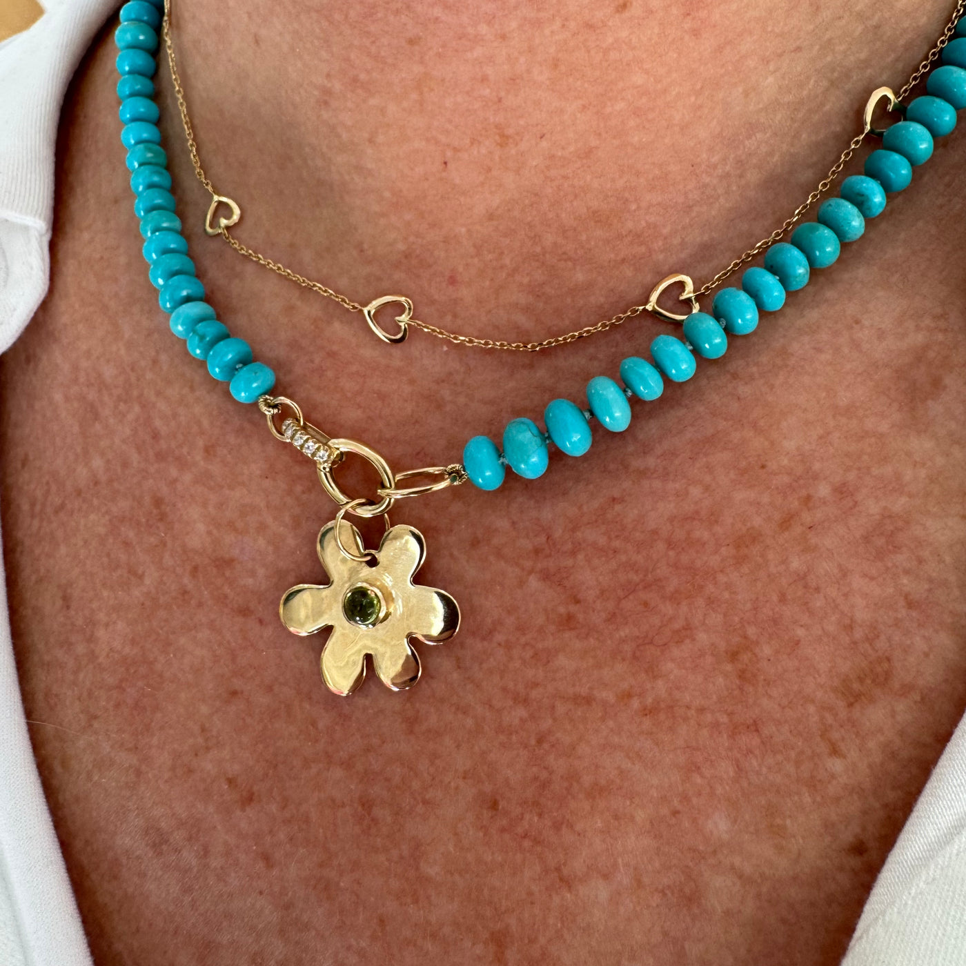 Mini Bezel Peridot Daisy Charm