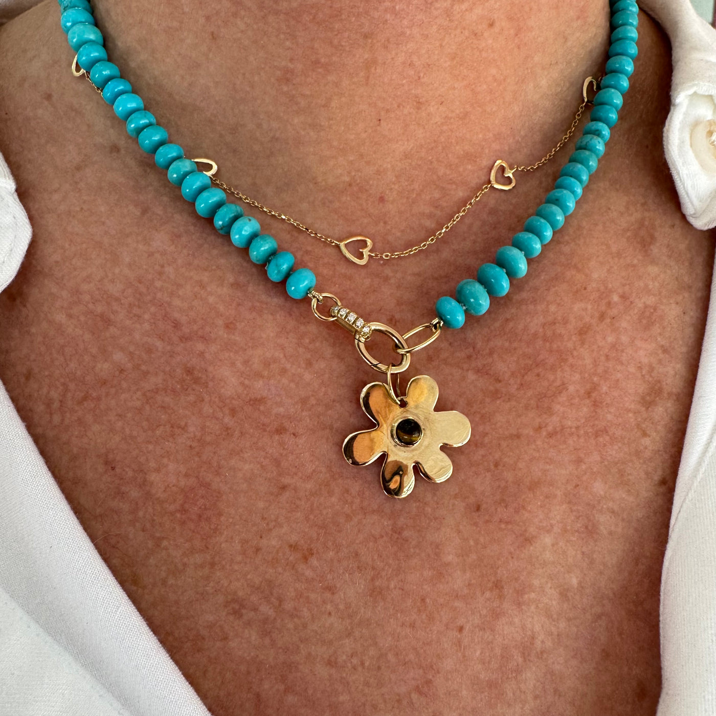 Mini Bezel Tigers Eye Daisy Charm