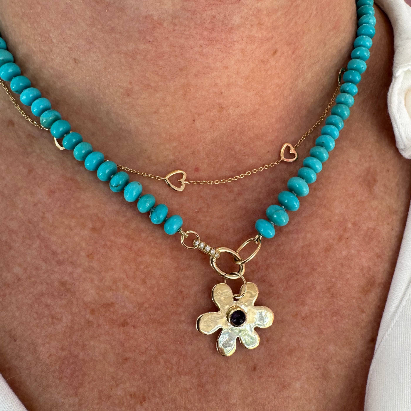 Mini Bezel Amethyst Daisy Charm