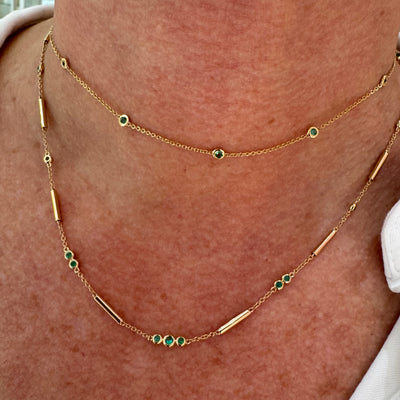 Emerald Adjustable Station Necklace