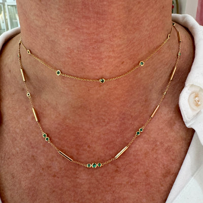 Emerald Adjustable Station Necklace