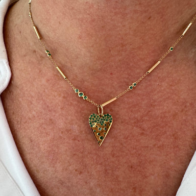 Emerald and Gold Segment Bar Necklace