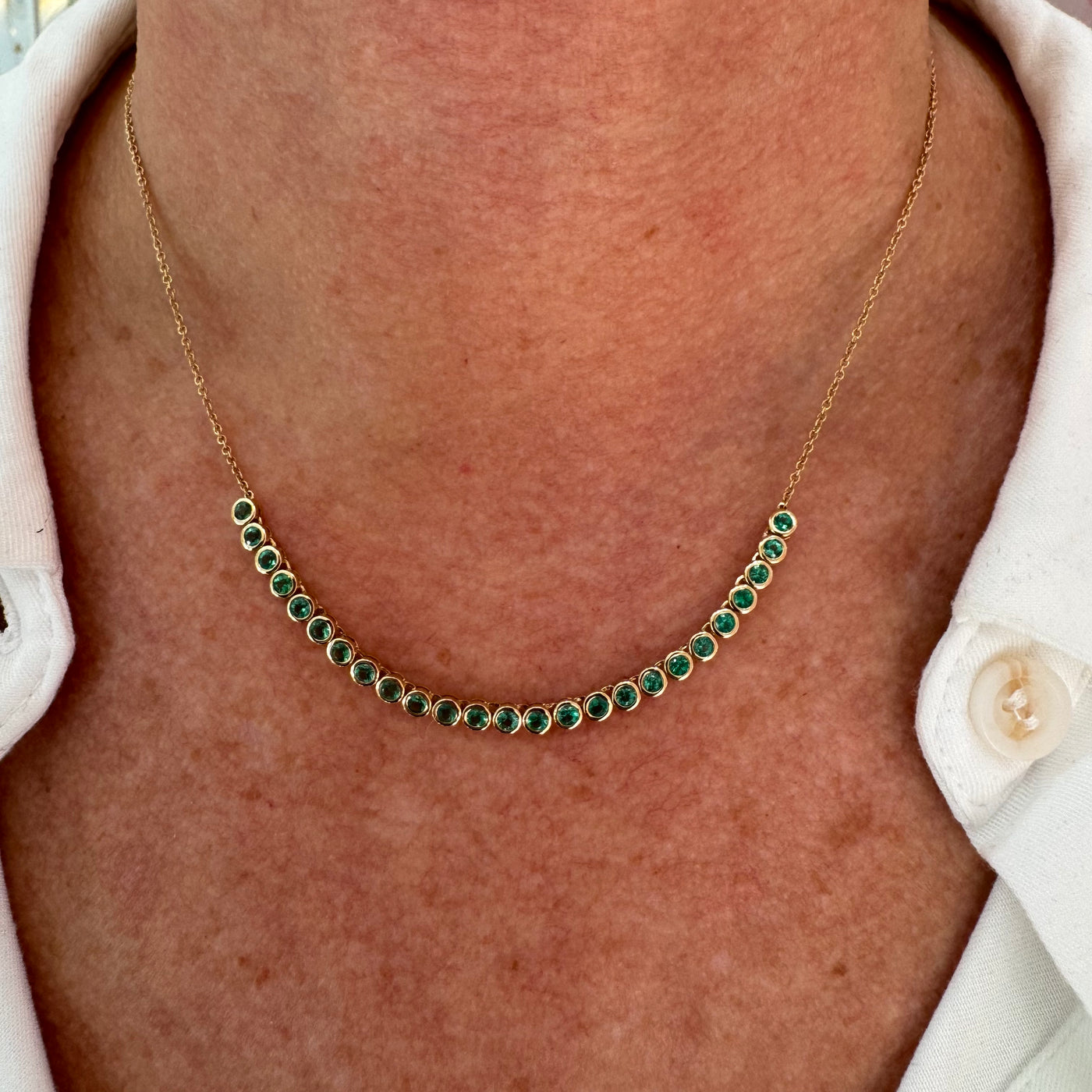 Emerald Bezel Half and Half Necklace