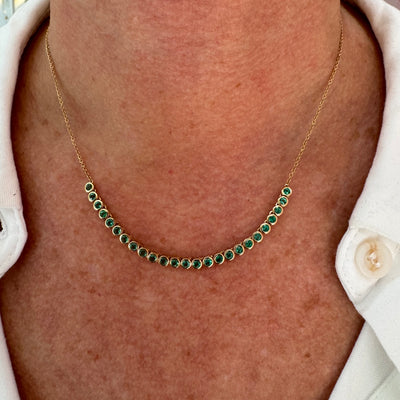 Emerald Bezel Half and Half Necklace