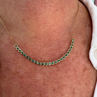 Emerald Bezel Half and Half Necklace