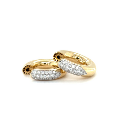 Thick Diamond Pave and Gold Hoops
