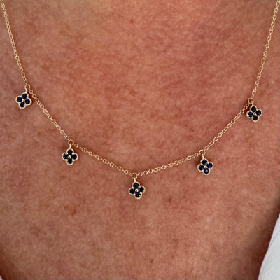 Blue Sapphire Clover Confetti Necklace