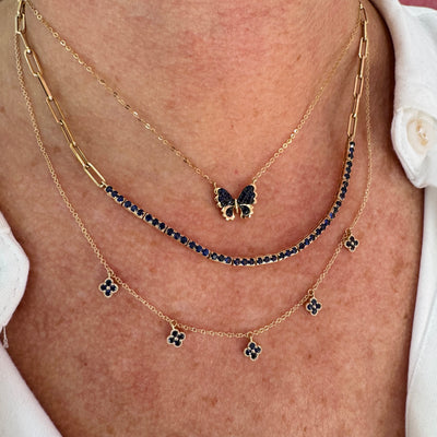 Blue Sapphire Clover Confetti Necklace