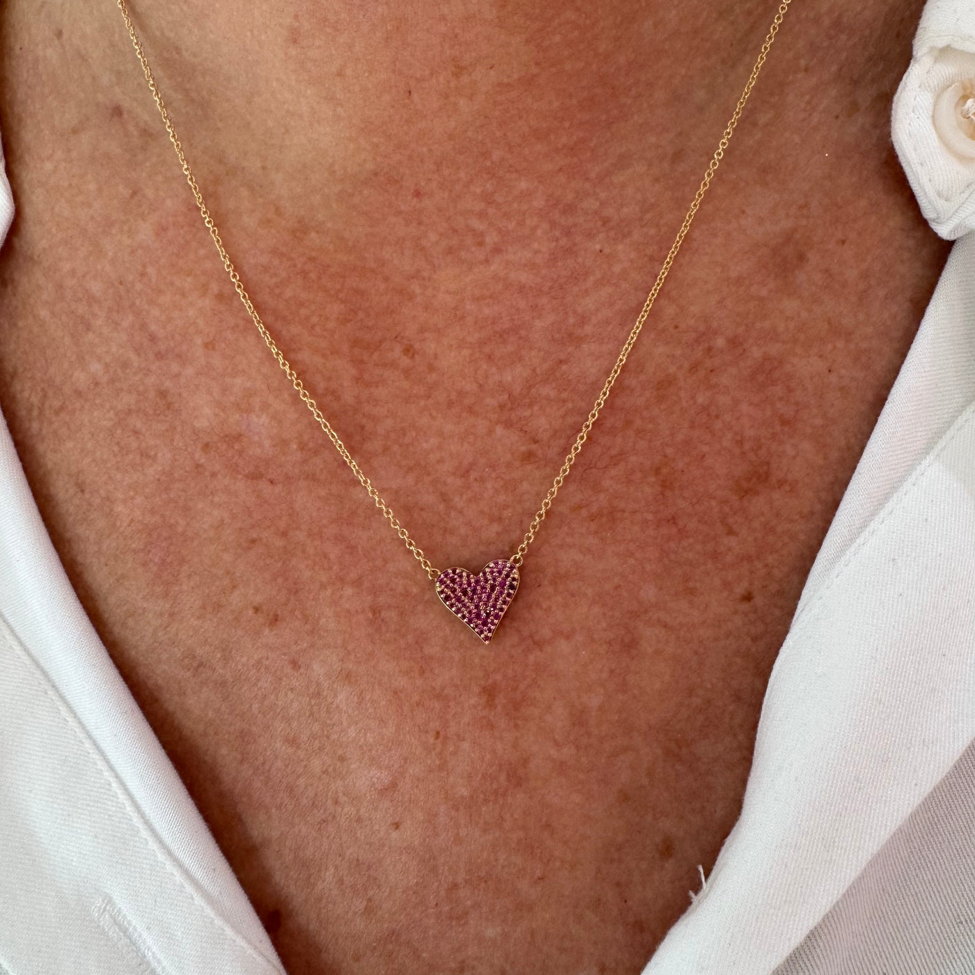 Pink Sapphire & Diamond Reversible Heart Necklace