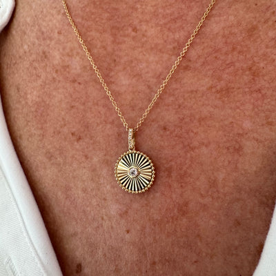 Fluted Diamond Disk Necklace