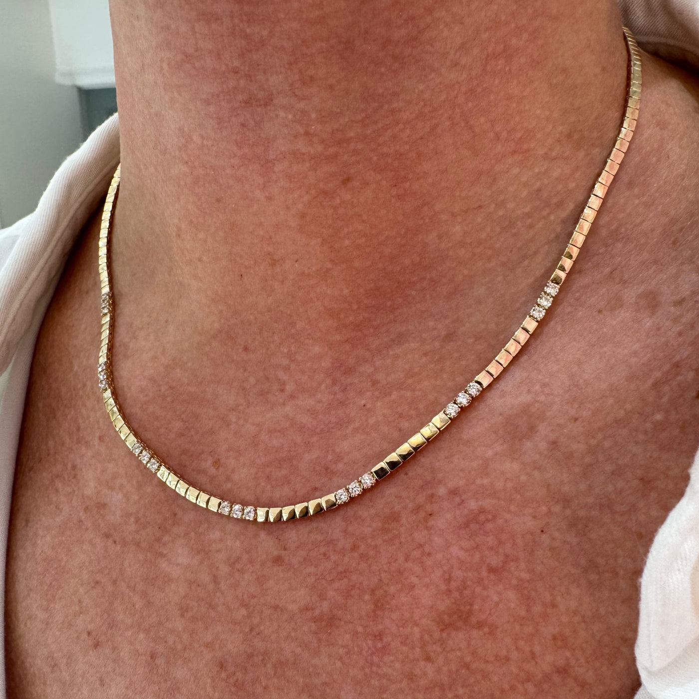 Gold & Diamond Segment Tennis Necklace