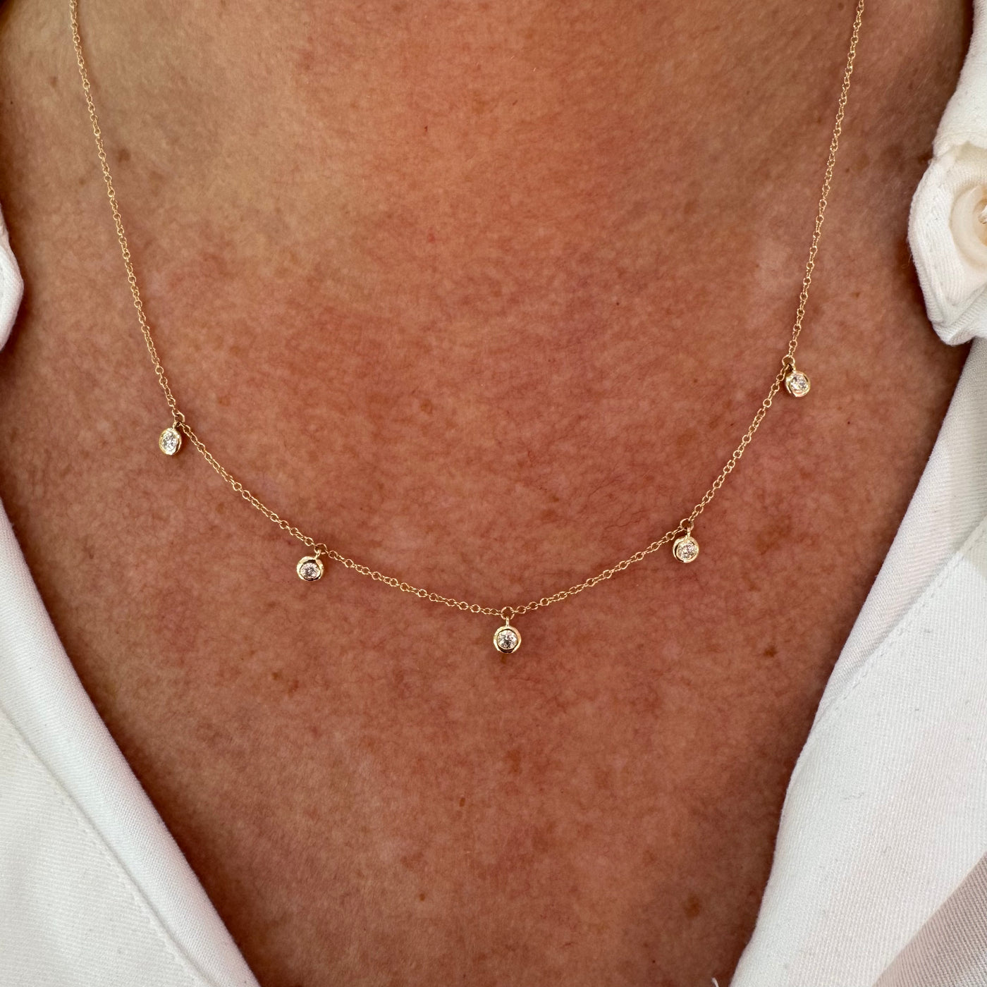 Confetti 5 Diamond Bezel Adjustable Necklace