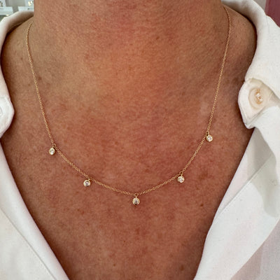 Confetti 5 Diamond Bezel Adjustable Necklace