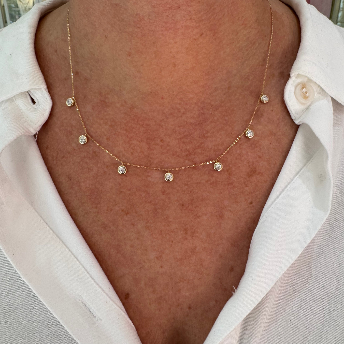 Large Diamond Confetti Bezel Necklace