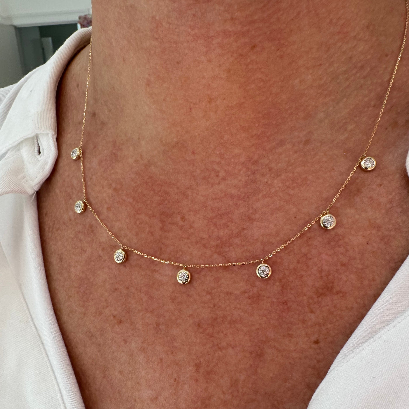 Large Diamond Confetti Bezel Necklace