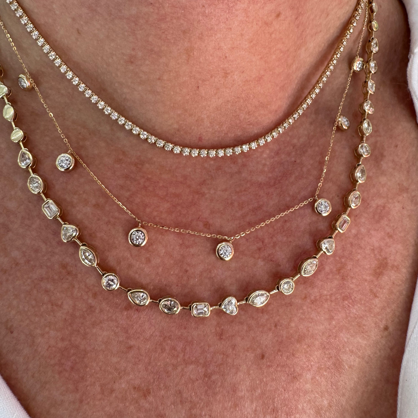 Large Diamond Confetti Bezel Necklace